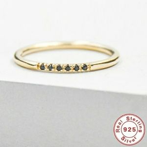 18k Yellow Gold Pave Black Diomonelle Eternity Band Ring